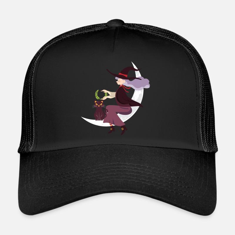 Sorcière chat d’Halloween Casquette trucker 