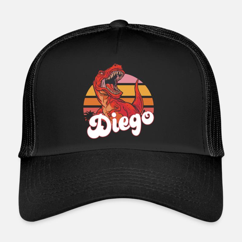 DIEGO - Beau prénom de garçon avec T-REX Dino Casquette trucker 