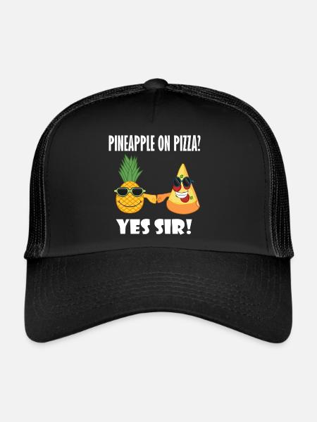 Pineapple and Pizza Buddy Ironic Saying Pizza Chef - Casquette trucker  - noir/noir - Devant