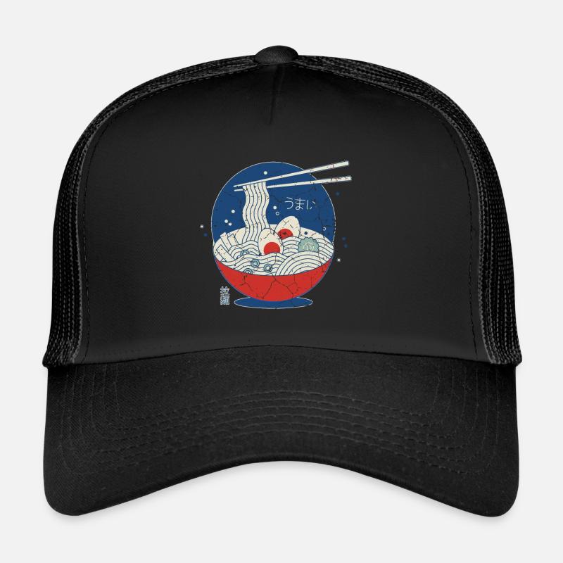 Great Ramen Wave / Great Ramen Wave Jahrgang/ Lebensmittel - Trucker Cap - Schwarz/Schwarz