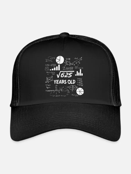 Racine carrée de 625 | 25 Anniversaire Math 25 ans - Casquette trucker  - noir/noir - Devant