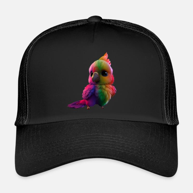 Regenbogen Papagei - Trucker Cap - Schwarz/Schwarz