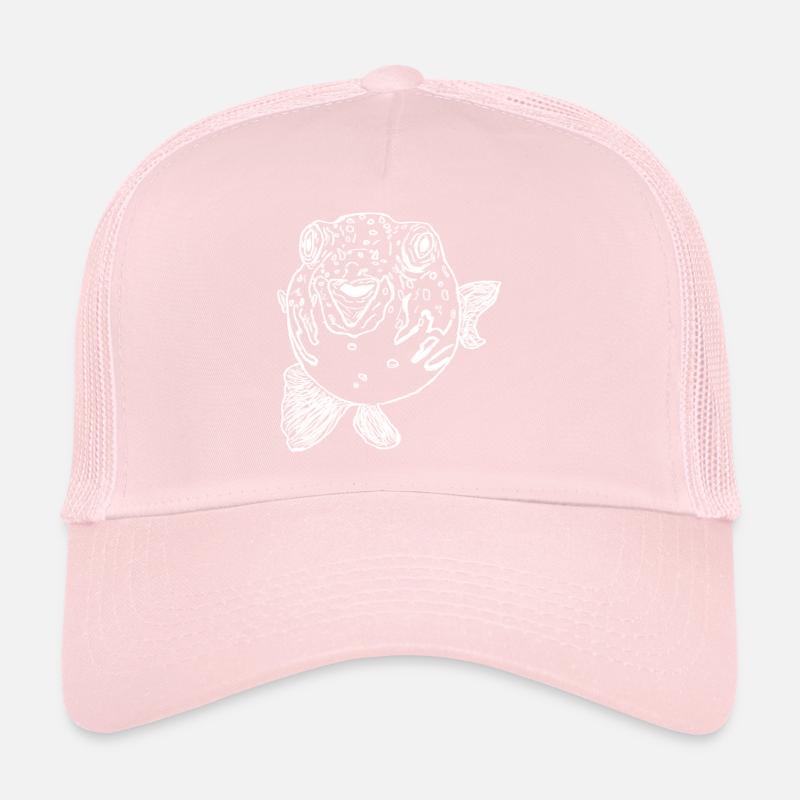 puffer fish white Trucker Cap