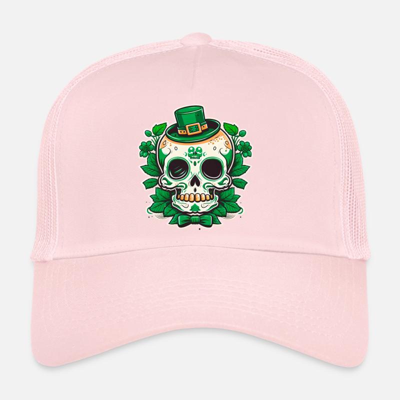 Cute Kawaii Sugar Skull Leprechaun St Patricks Trucker Cap