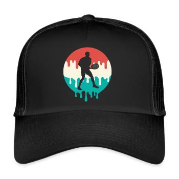 Tennisspieler triefend retro Tennistrainer Tennis - Trucker Cap - Schwarz/Schwarz - Vorne