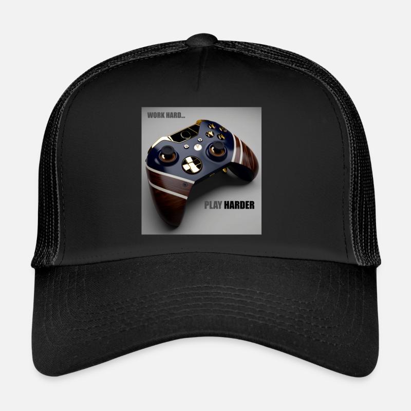 Game Controller Work Hard Geschenk Trucker Cap
