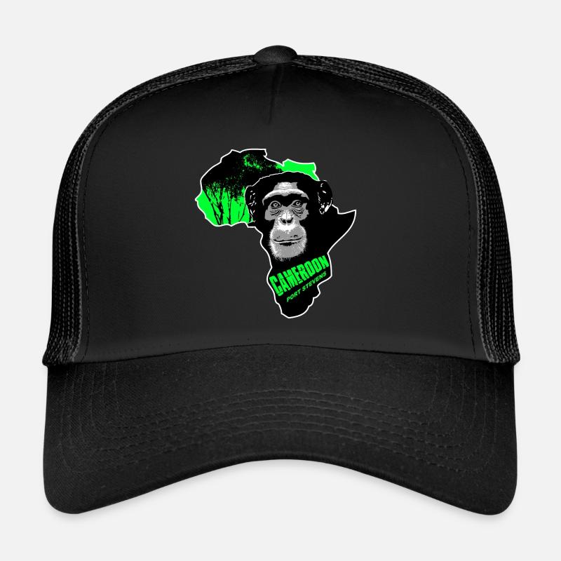 Kamerun - Schimpanse - Trucker Cap - Schwarz/Schwarz