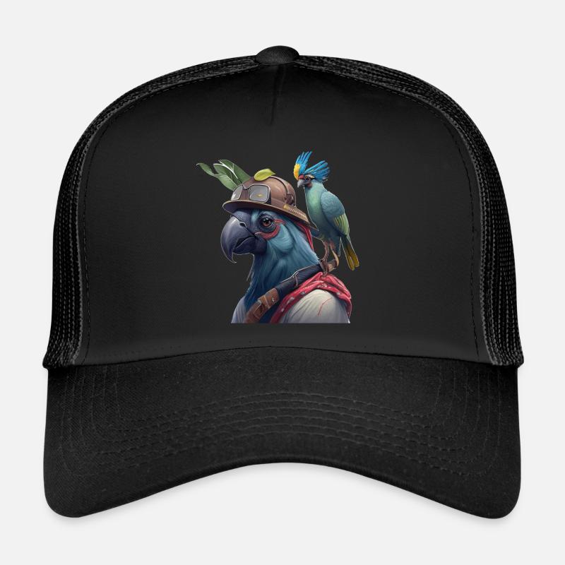 Papageienkopf Geschenk - Trucker Cap - Schwarz/Schwarz