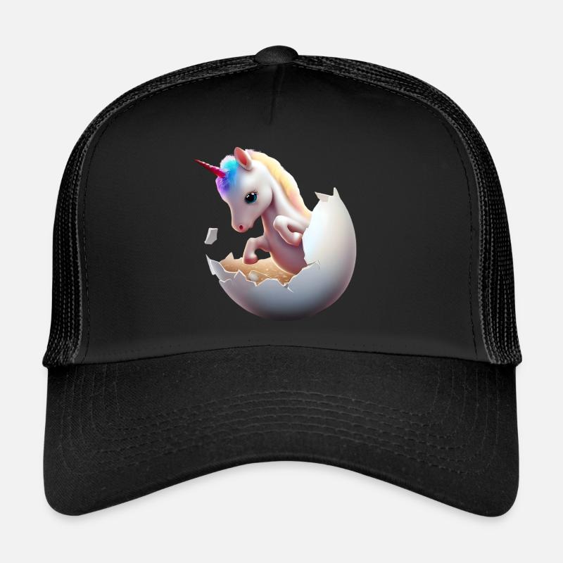 Einhorn aus dem Ei - Trucker Cap - Schwarz/Schwarz