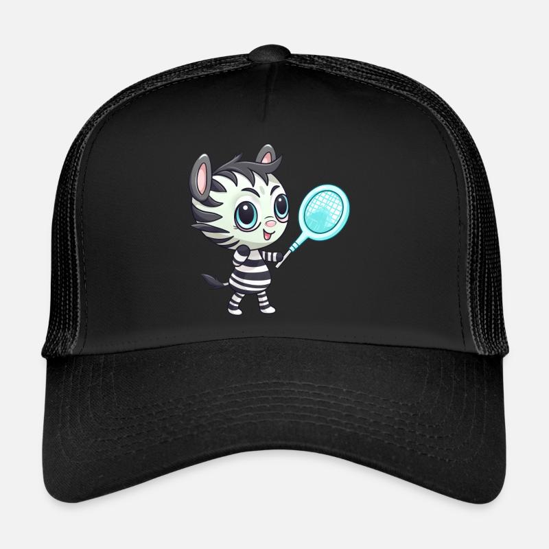 Zebra plays tennis and badminton, athletic tie Trucker Cap