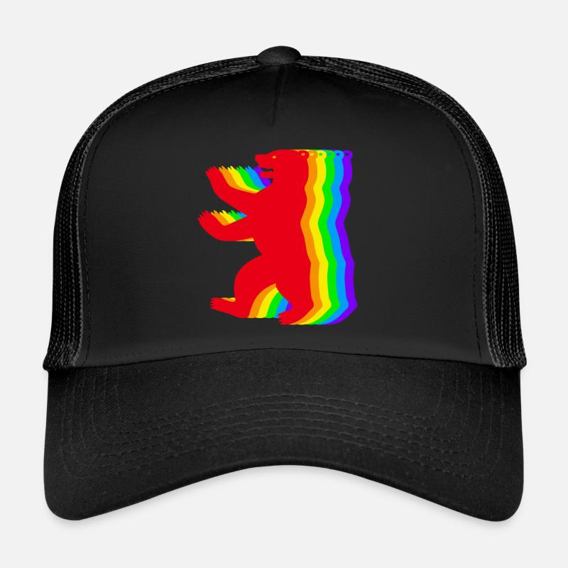 Berliner Regenbogen Bären - Trucker Cap - Schwarz/Schwarz