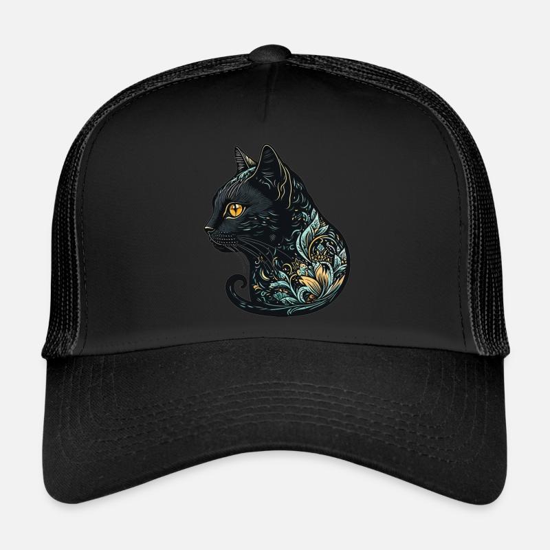 Tête de chat Noir Chat Bombay Chat heureux Chats Casquette trucker 