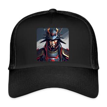 Stolzer Samurai Japan Asia Kendo Karate Ninja Judo - Trucker Cap - Schwarz/Schwarz - Vorne