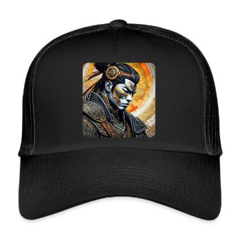 Proud Samurai with Tattoo Japan Asia Ninja Kendo - Trucker Cap - black/black - Front