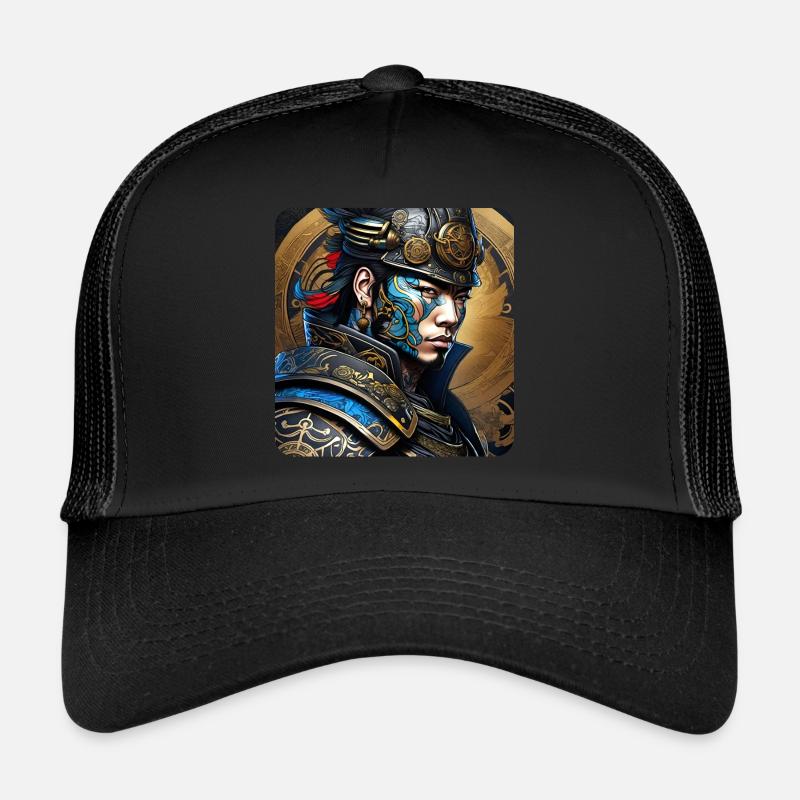 Stolzer Samurai mit Tattoo Japan Asia Ninja Kendo Trucker Cap