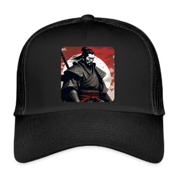 Fier guerrier samouraï Japon Asie Kendo Ninja - Casquette trucker  - noir/noir - Devant