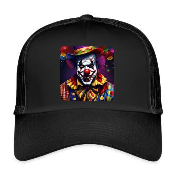 Evil grinning horror clown with red nose - Trucker Cap - black/black - Front