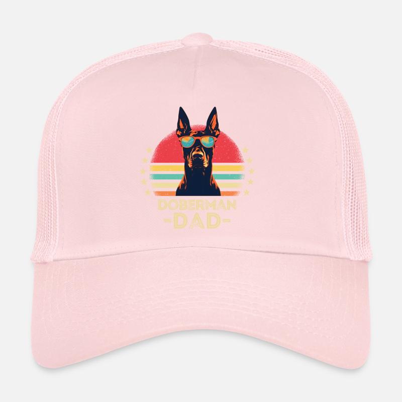 Doberman avec lunettes de soleil rétro Casquette trucker 