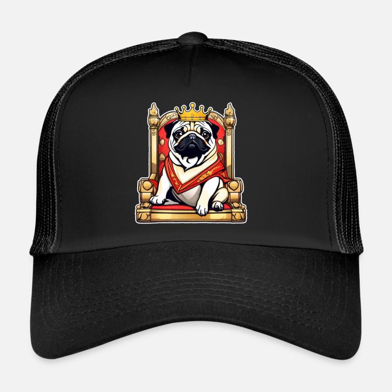 Cute royal pug with crown and throne Trucker Cap