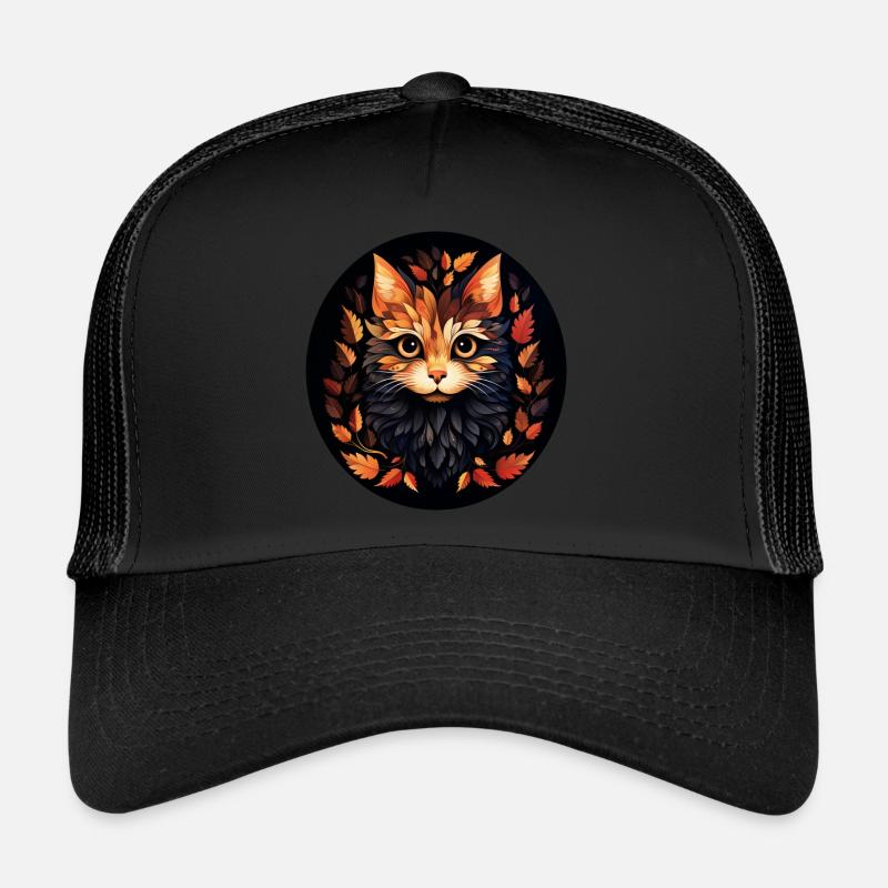 Chat mignon des feuilles d’automne feuilles Casquette trucker 