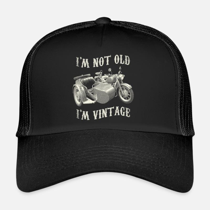 Ich bin nicht alt, ich bin Vintage-Motorradgrafik - Trucker Cap - Schwarz/Schwarz
