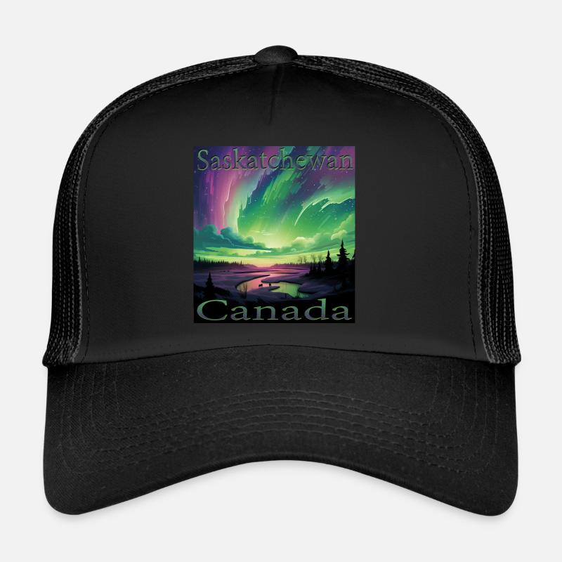 Canada Saskatchewan Northern Lights Holiday Design Casquette trucker 