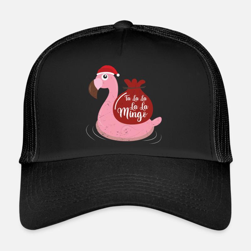 Flamingo Design Lustige Weihnachtspullover - Trucker Cap - Schwarz/Schwarz