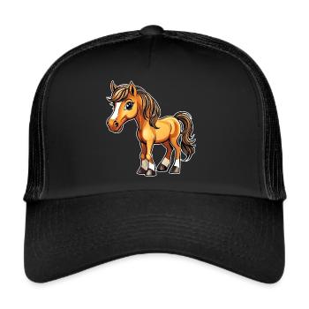 Cute little horse with blaze - Trucker Cap - black/black - Front