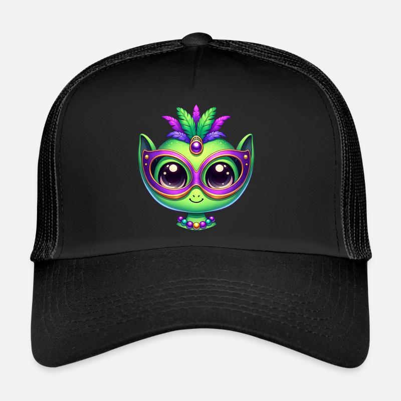 Mardi Gras Alien Kopf Comic Maske Trucker Cap