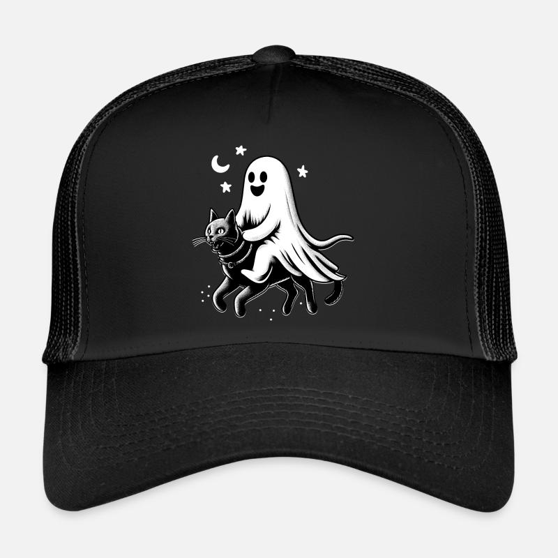 Ghost Riding Schwarze Katze Lustige Tiere Trucker Cap