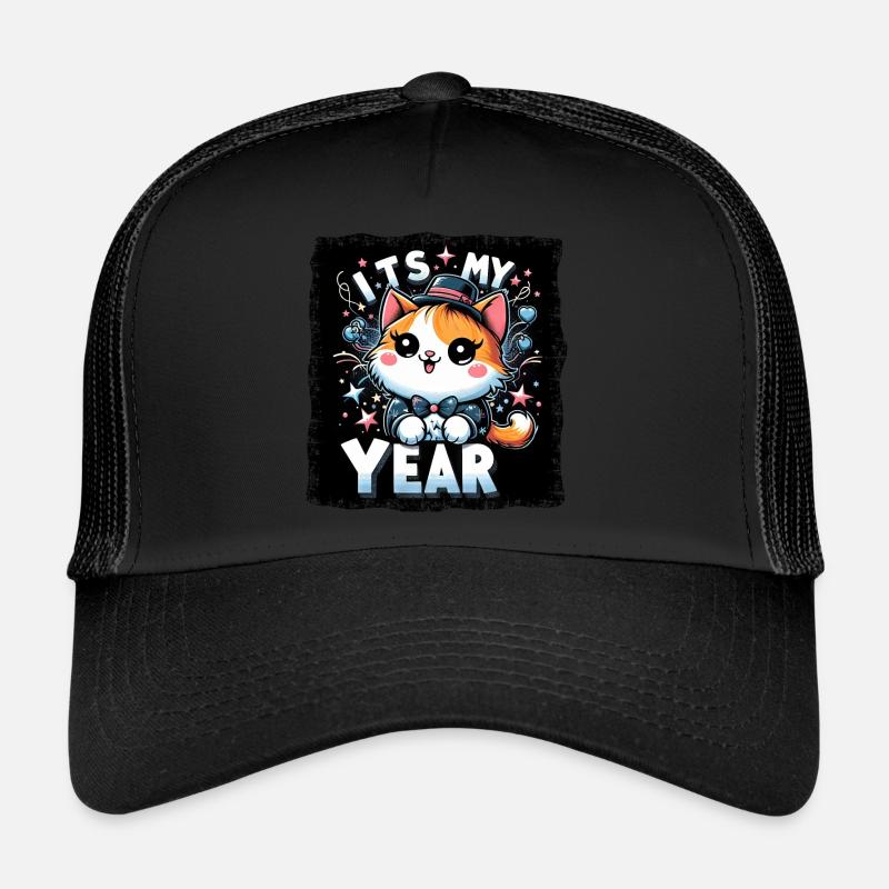 Nouvel An Réveillon du Nouvel An Chat C’est mon année Casquette trucker 