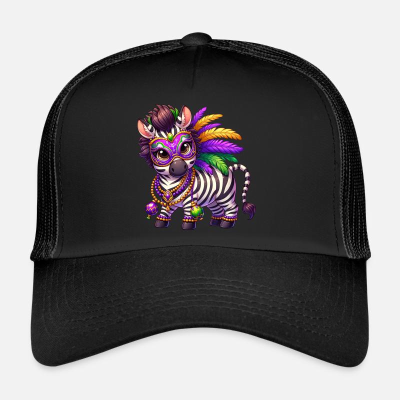 Mardi Gras Zebra Comic Cute Trucker Cap