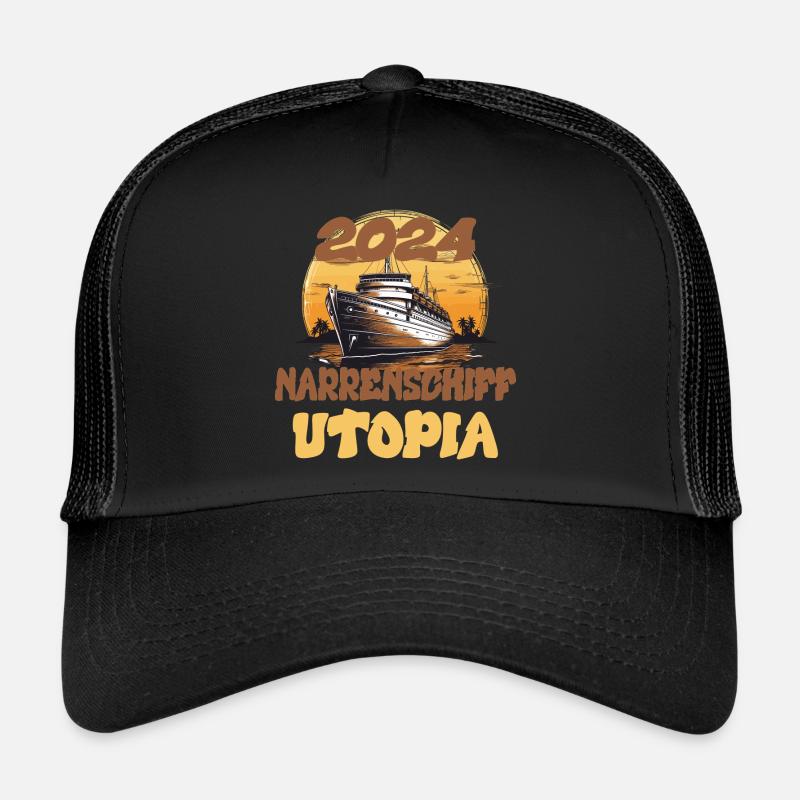 Narrenschiff Utopia, Zitat - Trucker Cap - Schwarz/Schwarz