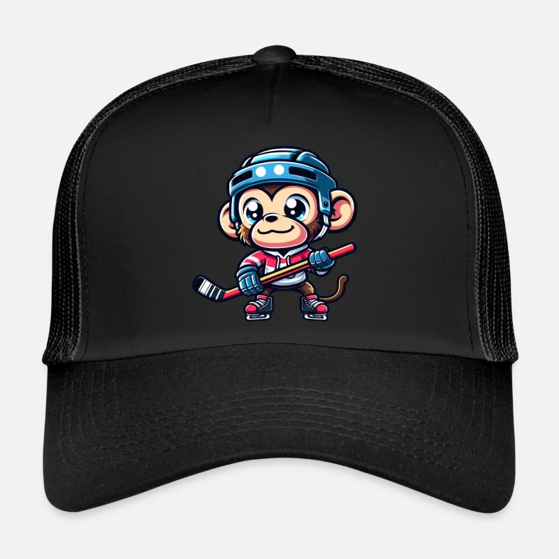 Süßer Affe Eishockey Comic Cartoon Design Trucker Cap