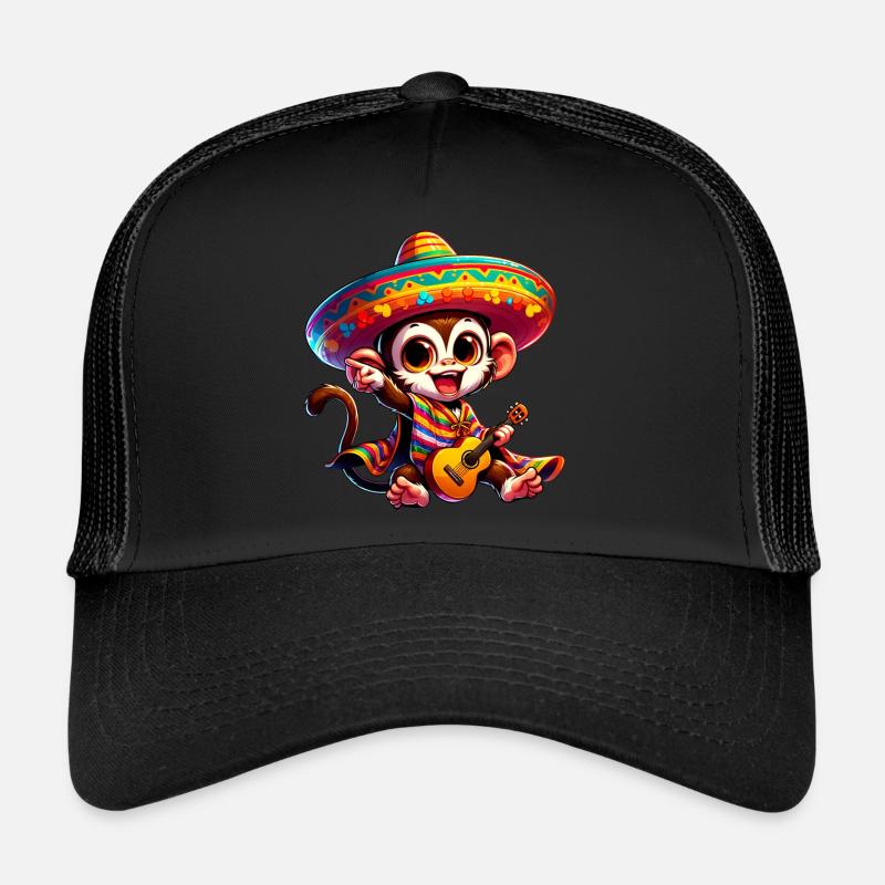 Cinco de Mayo mignon singe guitariste dessin animé Design Casquette trucker 