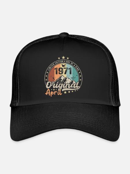 1971 Avril 1971 Anniversaire Avril 1971 Avril - Casquette trucker  - noir/noir - Devant