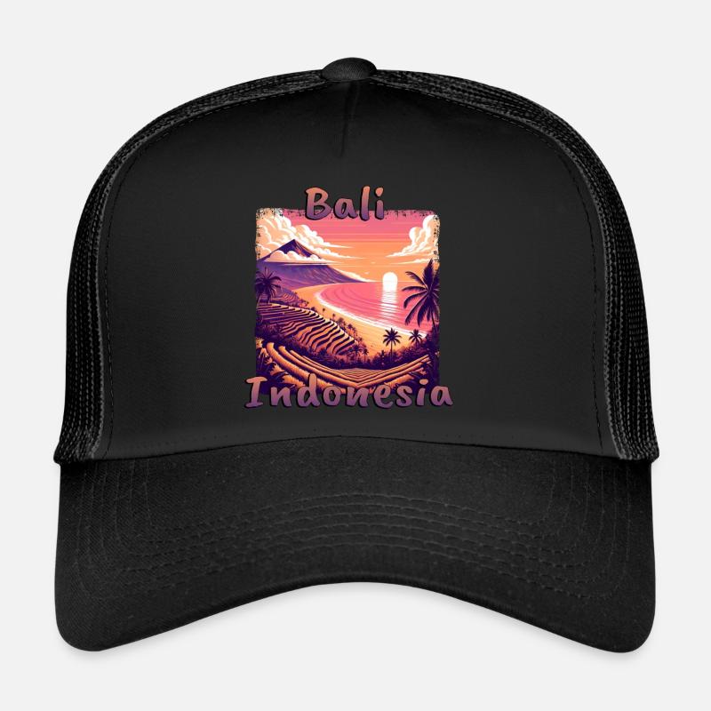 Bali Indonésie Coucher de soleil Plage Orange Casquette trucker 