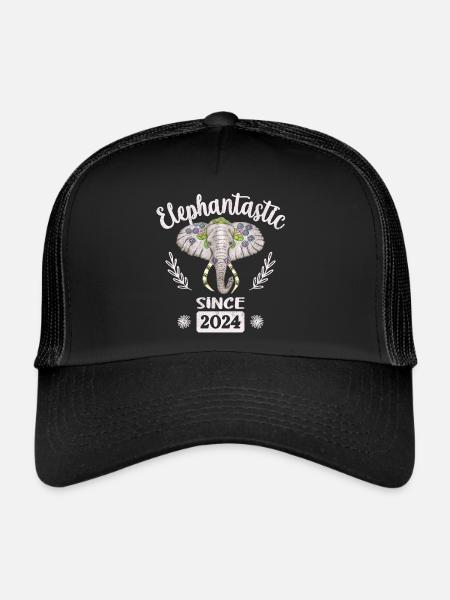 Elephantastic since 2024, Elephant Head Decorated - Trucker Cap - black/black - Front