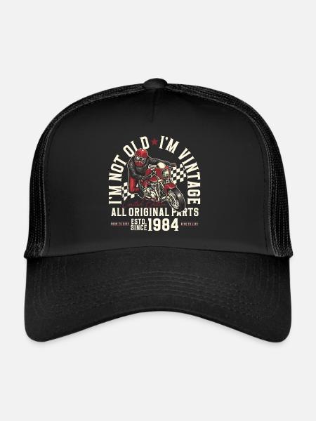 1984 Vintage Vintage moto cadeau d’anniversaire - Casquette trucker  - noir/noir - Devant