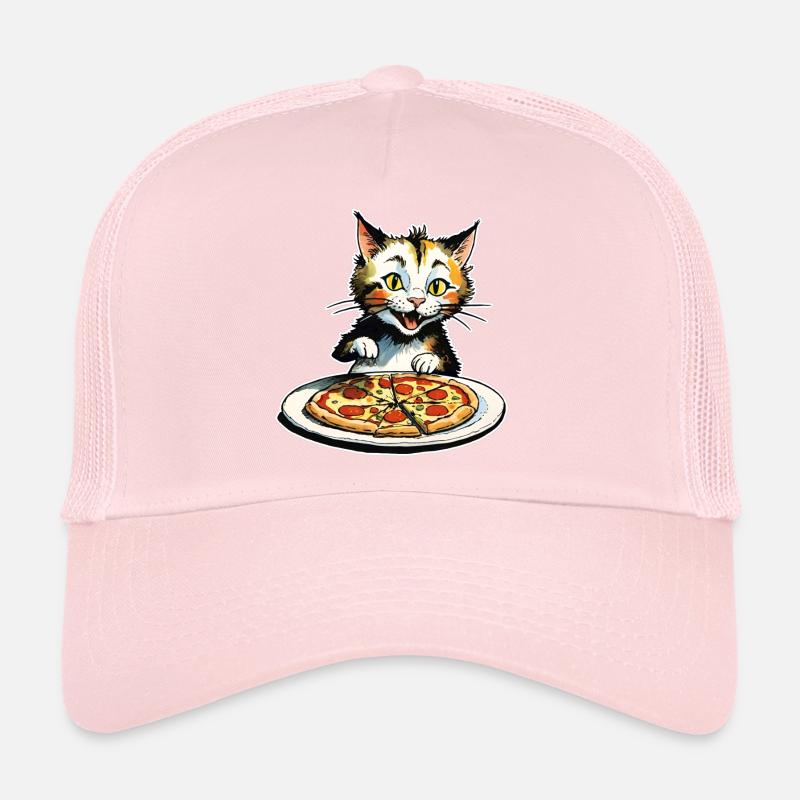 Le chat adore la pizza Casquette trucker 