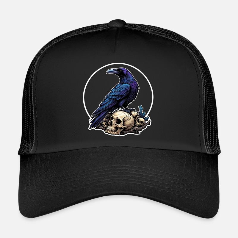 Stor ravn sidder på sculler - Trucker cap - sort/sort