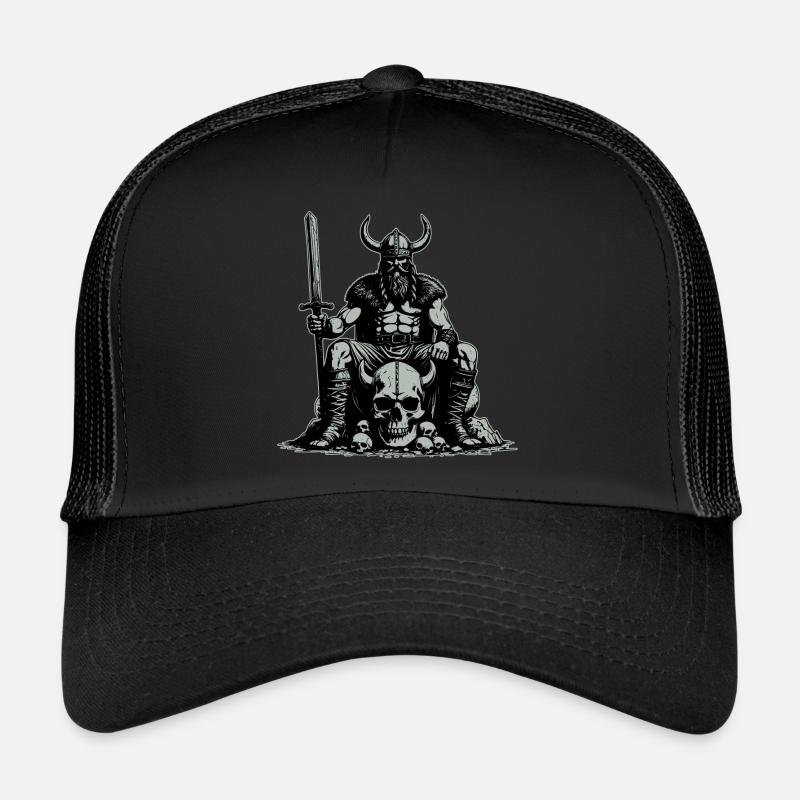 Viking avec épée et corbeau sur le crâne Casquette trucker 