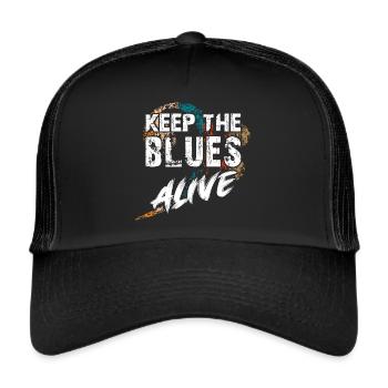 Le blues est vivant Gardez le blues vivant - Casquette trucker  - noir/noir - Devant