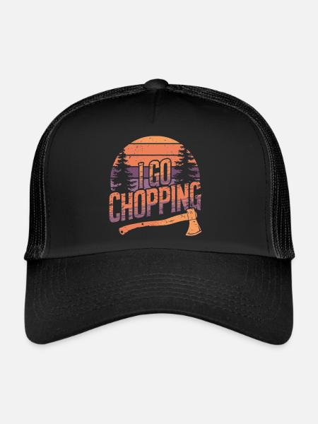 Holzfäller Holz hacken Baumfäller - Trucker Cap - Schwarz/Schwarz - Vorne
