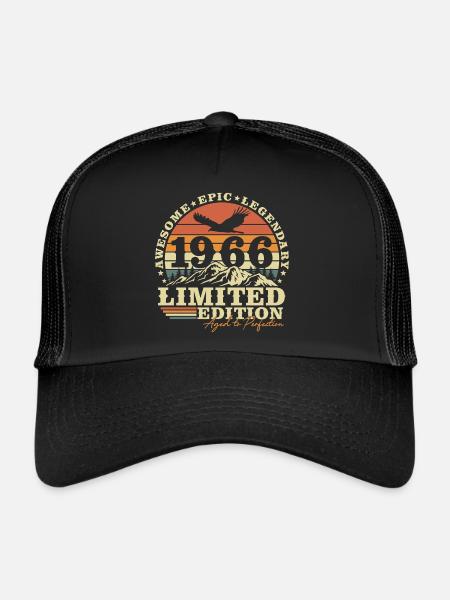 1966 Vintage Vintage Rétro Cadeau d’anniversaire - Casquette trucker  - noir/noir - Devant