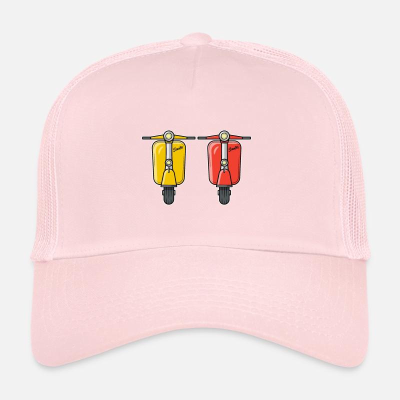 2 Scooter Motorroller Roller gelb rot Trucker Cap