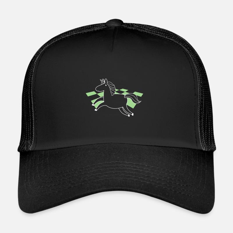 Chess Horn Chess Pattern Unicorn Gift - Trucker Cap - black/black