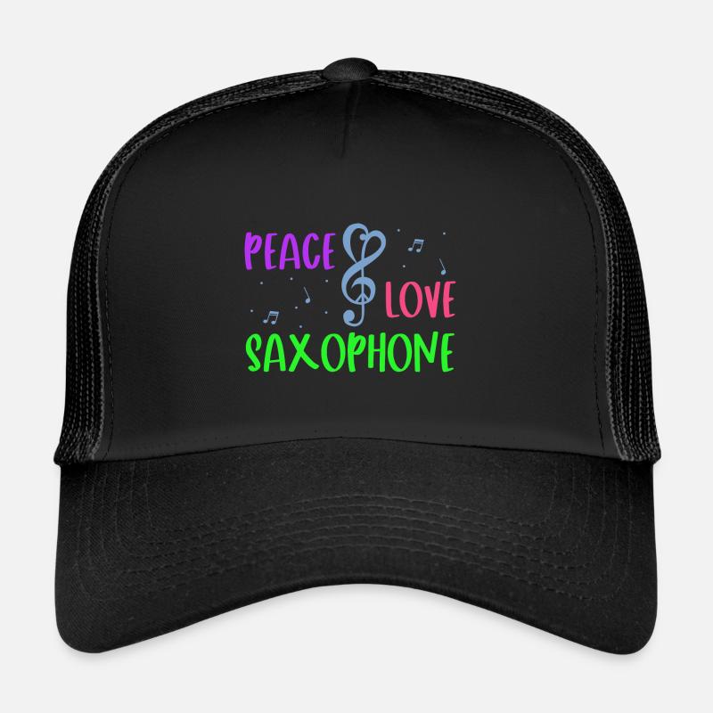 Peace Love Saxophone Trucker Cap