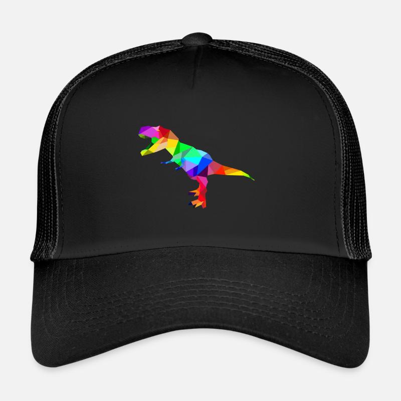 Bunter Regenbogen T-Rex Tyrannosaurus Rex Dino - Trucker Cap - Schwarz/Schwarz