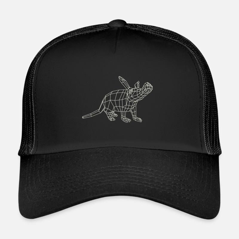 Erdferkel WireFrame von Paperwolf - Trucker Cap - Schwarz/Schwarz